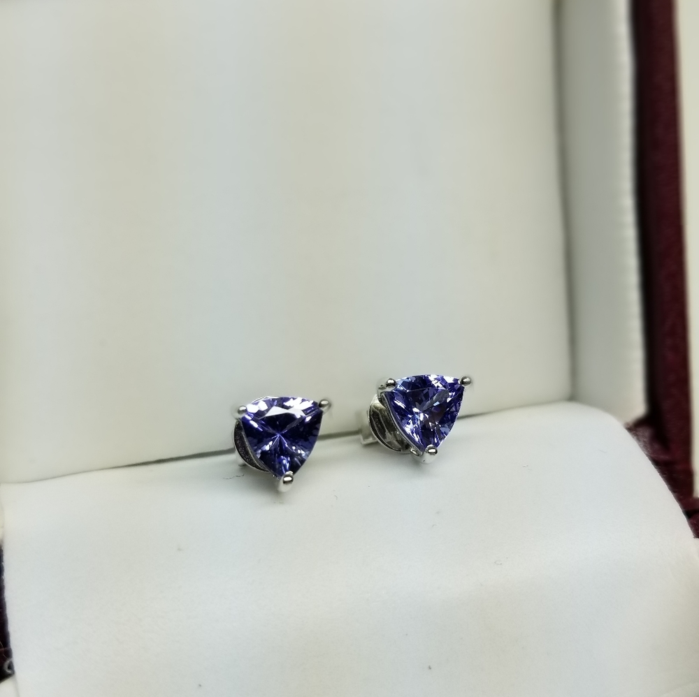 Tanzanite Stud Earrings in Sterling Silver